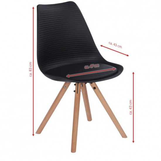 Stylish soft comfortable chair made of hard wood up to 120 kg. Germany. Black. TR88