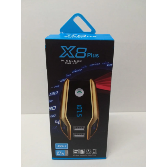 FM модулятор X8plus Bluetooth трансмиттер USB + AUX + MicroSD микрофон Черный/Золотистый FM модулятор X8plus Bluetooth трансмиттер USB + AUX + MicroSD микрофон Черный/Золотистый