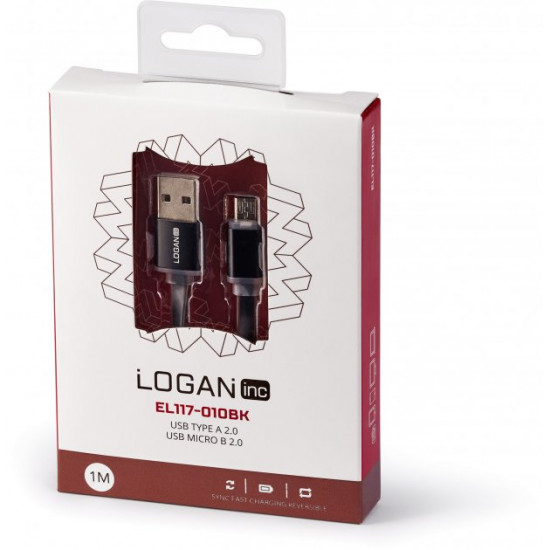 Кабель Logan USB-A 2.0 - microUSB 1 м Black (EL117-010BK) Кабель Logan USB-A 2.0 - microUSB 1 м Black (EL117-010BK)