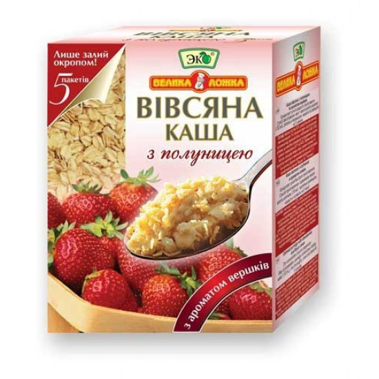 Каша вівсяна Велика ложка з полуницею і вершками, 41г х 5 шт Каша вівсяна Велика ложка з полуницею і вершками, 41г х 5 шт