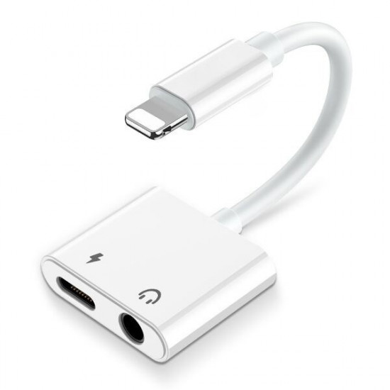 Adapter 2 in 1 adapter Lightning headphone jack 3.5 mm Adapter 2 in 1 adapter Lightning headphone jack 3.5 mm