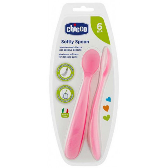 Ложка силіконова Chicco 6м+, Рожева, 2 шт. (06828.11) Ложка силіконова Chicco 6м+, Рожева, 2 шт. (06828.11)