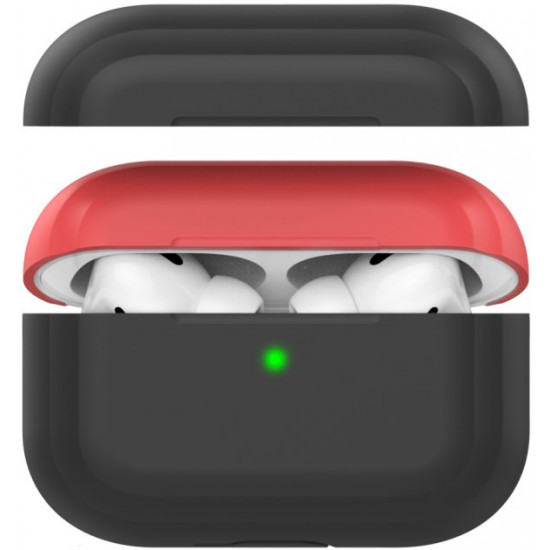  Двухцветный cиликоновый чехол AhaStyle для Apple AirPods Pro Black Red (AHA-0P200-BBR)