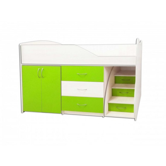 Children's transforming bed Viorina Deko with wardrobe BR5 Green Children's transforming bed Viorina Deko with wardrobe BR5 Green
