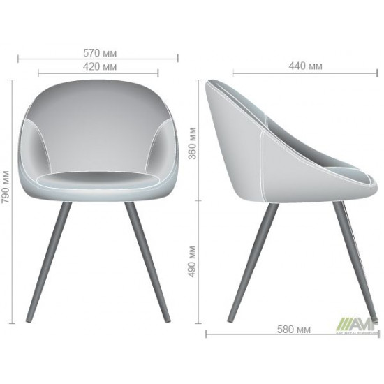 Стул AMF обеденный Mary black/silver 545860 Стул AMF обеденный Mary black/silver 545860