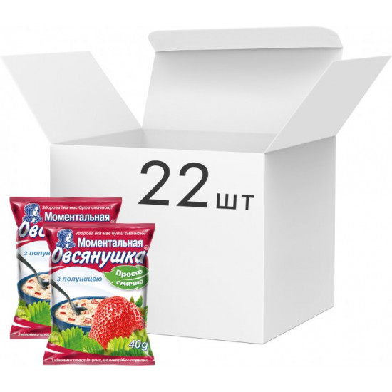 Упаковка каш овсяных Овсянушка с клубникой 40 г х 22 шт (4820039841025) Упаковка каш овсяных Овсянушка с клубникой 40 г х 22 шт (4820039841025)