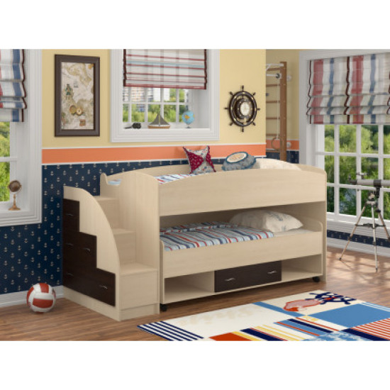 Bunk bed KidsBunkBed K-061 wenge light green water 243x94x115 cm Bunk bed KidsBunkBed K-061 wenge light green water 243x94x115 cm