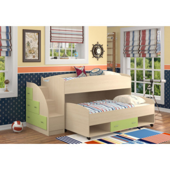 Bunk bed KidsBunkBed K-061 wenge light green water 243x94x115 cm Bunk bed KidsBunkBed K-061 wenge light green water 243x94x115 cm