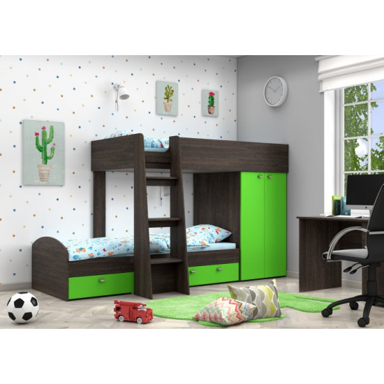 Bunk bed KidsBunkBed K-066 wenge + milky oak 1560x1270x2710 mm Bunk bed KidsBunkBed K-066 wenge + milky oak 1560x1270x2710 mm