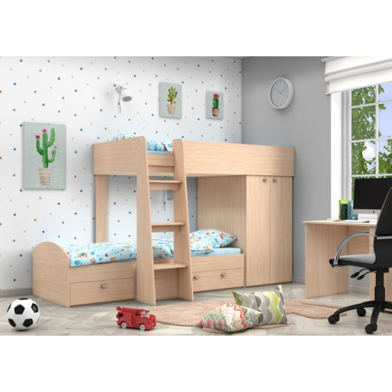 Bunk bed KidsBunkBed K-066 wenge + milky oak 1560x1270x2710 mm Bunk bed KidsBunkBed K-066 wenge + milky oak 1560x1270x2710 mm