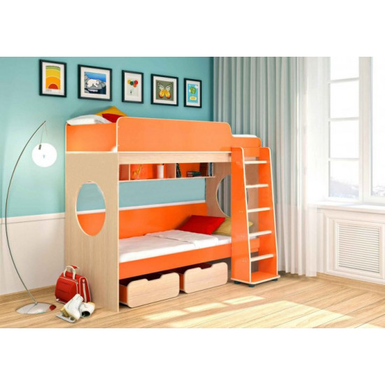  Двухъярусная кровать KidsBunkBed K-079 дуб молочный 1952 × 1146 × 1675 мм