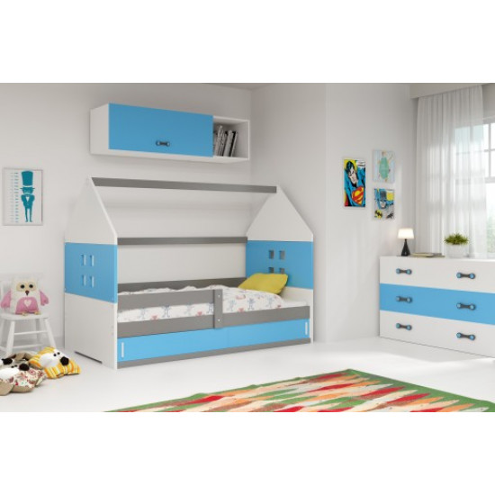 Children's bed attic House KidsBunkBed white blue color 160x80 cm. 124x86x164 cm. Children's bed attic House KidsBunkBed white blue color 160x80 cm. 124x86x164 cm.