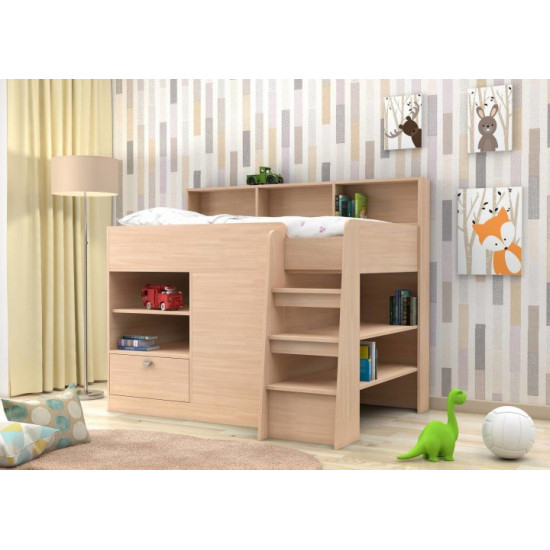 Низьке ліжко - горище KidsBunkBed K-002 венге темний дуб молочний 1260х1246х1669 мм Низьке ліжко - горище KidsBunkBed K-002 венге темний дуб молочний 1260х1246х1669 мм