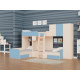 Триярусне ліжко KidsBunkBed K-082 дуб молочний блакит 326.5х195х200 см