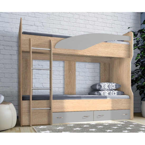 Двоярусне ліжко KidsBunkBed K-075 дуб сонома білий 2032х870х1700 мм Двоярусне ліжко KidsBunkBed K-075 дуб сонома білий 2032х870х1700 мм