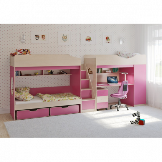 Three-tier bed KidsBunkBed K-087 wenge light 1844? 834? 1660 mm Three-tier bed KidsBunkBed K-087 wenge light 1844? 834? 1660 mm