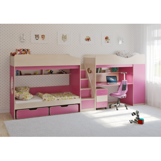 Three-tier bed KidsBunkBed K-087 wenge light 1844? 834? 1660 mm Three-tier bed KidsBunkBed K-087 wenge light 1844? 834? 1660 mm