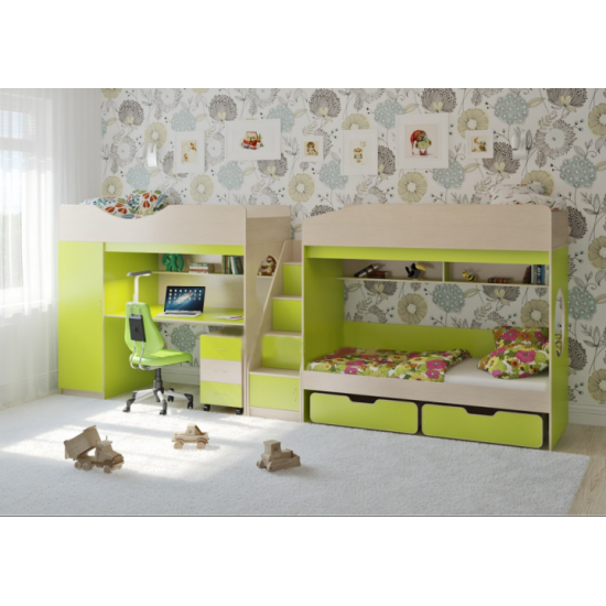 Three-tier bed KidsBunkBed K-087 wenge light 1844? 834? 1660 mm Three-tier bed KidsBunkBed K-087 wenge light 1844? 834? 1660 mm