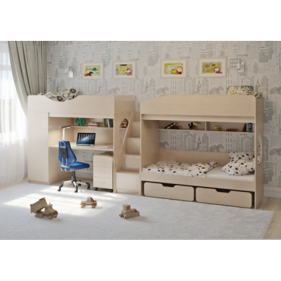 Three-tier bed KidsBunkBed K-087 wenge light 1844? 834? 1660 mm Three-tier bed KidsBunkBed K-087 wenge light 1844? 834? 1660 mm