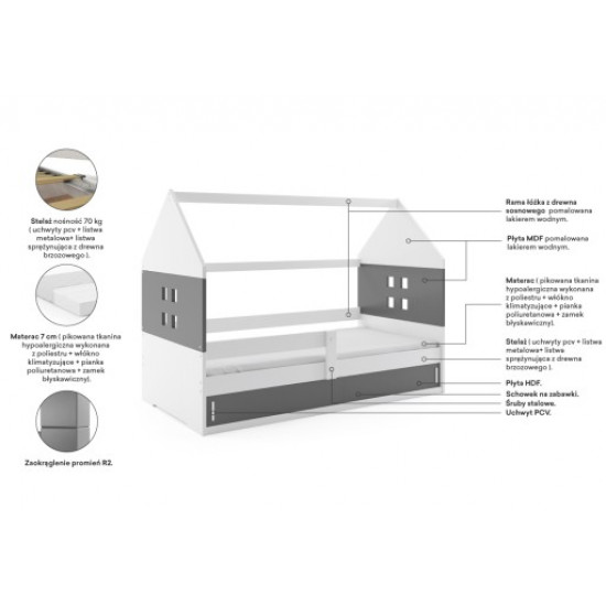 Детская кровать чердак Домик KidsBunkBed сосна белый цвет 160х80 см. 124х86х164 см. Детская кровать чердак Домик KidsBunkBed сосна белый цвет 160х80 см. 124х86х164 см.