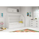 Children's bed attic House KidsBunkBed white pink color 160x80 cm. 124x86x164 cm. Children's bed attic House KidsBunkBed white pink color 160x80 cm. 124x86x164 cm.