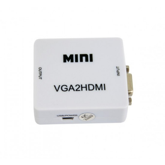  Перехідник з VGA на HDMI зі звуком MiNi VGA2HDMI Білий (VS7004213)