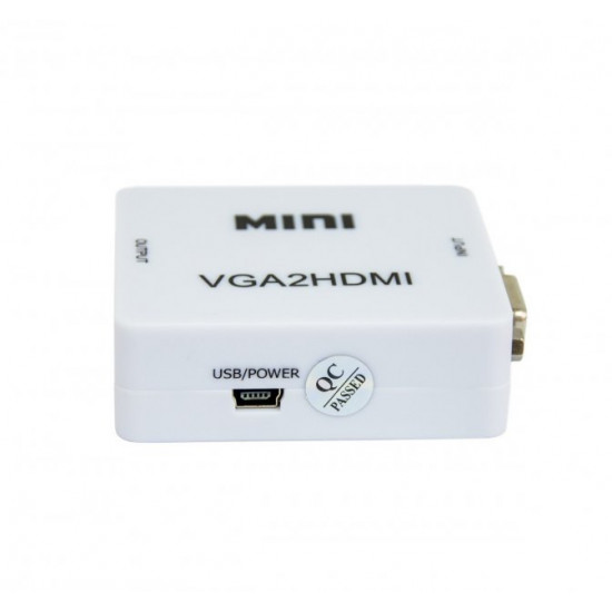  Перехідник з VGA на HDMI зі звуком MiNi VGA2HDMI Білий (VS7004213)