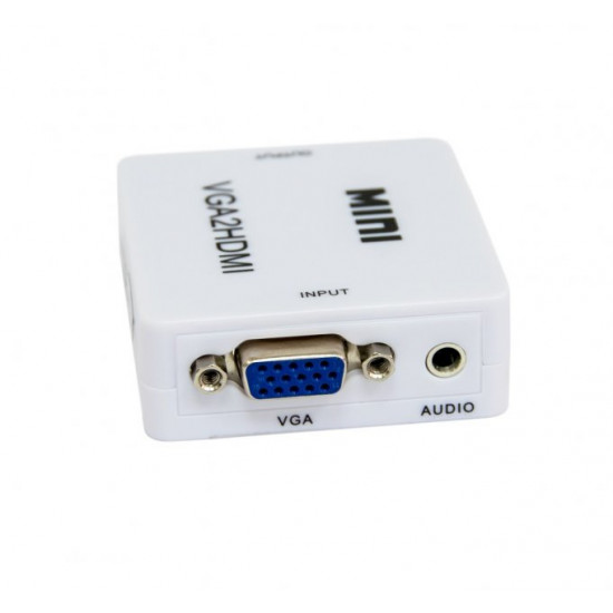  Перехідник з VGA на HDMI зі звуком MiNi VGA2HDMI Білий (VS7004213)