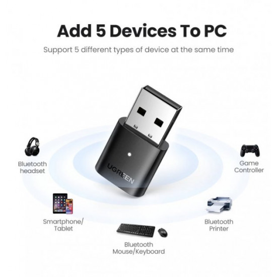 Bluetooth adapter UGREEN USB Bluetooth 5.0 transmitter for computer, laptop Black (US390) Bluetooth adapter UGREEN USB Bluetooth 5.0 transmitter for computer, laptop Black (US390)