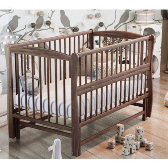 Crib cradle for newborns Elite on hinges with bearings, folding sidewall. Nut Crib cradle for newborns Elite on hinges with bearings, folding sidewall. Nut