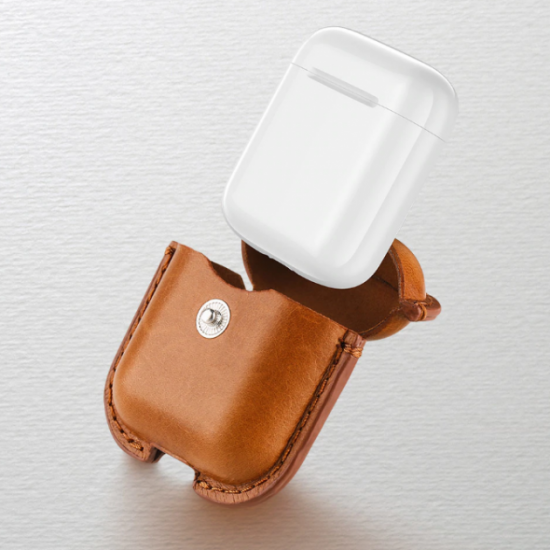 Шкіряний чохол Primo Hook для навушників Apple AirPods / AirPods 2019 - Light Brown