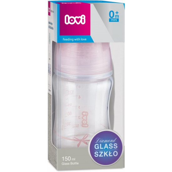 Glass bottle Lovi Diamond Glass Baby Shower 150 ml Pink (74/104girl) Glass bottle Lovi Diamond Glass Baby Shower 150 ml Pink (74/104girl)
