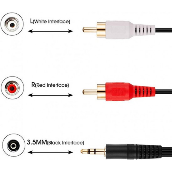 Audio cable Alitek Stereo 3.5 mm M - 2xRCA M tulip (1.2M) (48391) Audio cable Alitek Stereo 3.5 mm M - 2xRCA M tulip (1.2M) (48391)