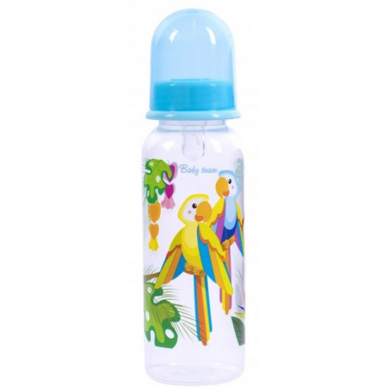 Пляшечка Baby Team з силіконовою соскою 250 мл (1410_попуги) Пляшечка Baby Team з силіконовою соскою 250 мл (1410_попуги)