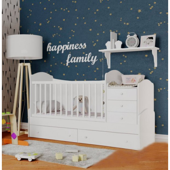Transformable crib Dream White-White 16mm 1740x1030x650 mm