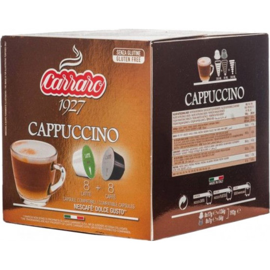 Кофе в капсулах Carraro Cappuccino Dolce Gusto 7 г х 16 шт (8000604900999) Кофе в капсулах Carraro Cappuccino Dolce Gusto 7 г х 16 шт (8000604900999)