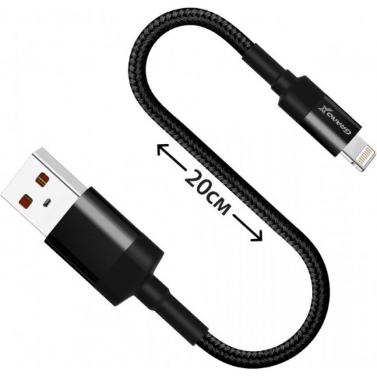 Кабель Grand-X для Power Bank USB-Lightning FM-20L 20 см Black