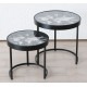 Set of metal coffee tables with clock Present Mondo black set of two pieces Set of metal coffee tables with clock Present Mondo black set of two pieces