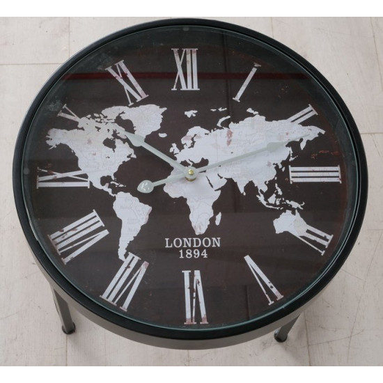 Set of metal coffee tables with clock Present Mondo black set of two pieces Set of metal coffee tables with clock Present Mondo black set of two pieces