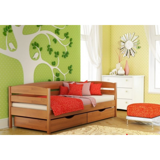 Wooden bed Estella Nota Plus made of beech board with drawers made of chipboard 200x90 Alder