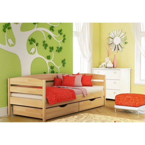 Wooden bed Estella Nota Plus made of solid beech with drawers made of chipboard 200x90 Beech