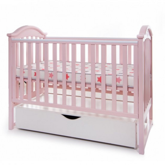 Baby crib Twins iLove L100-L-08 Pink wooden with drawer and movable side Baby crib Twins iLove L100-L-08 Pink wooden with drawer and movable side