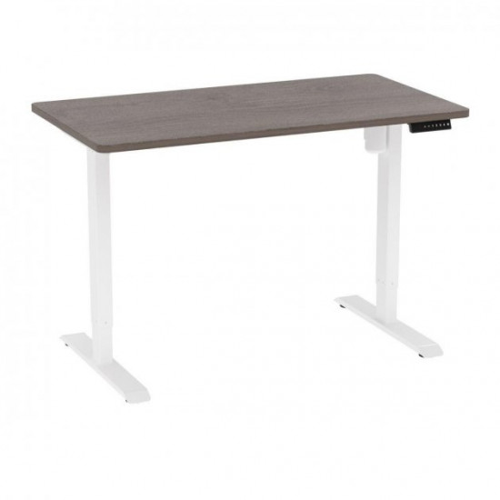 Monotable Single electric table for standing work (tabletop color “dark oak”, base white) Monotable Single electric table for standing work (tabletop color “dark oak”, base white)