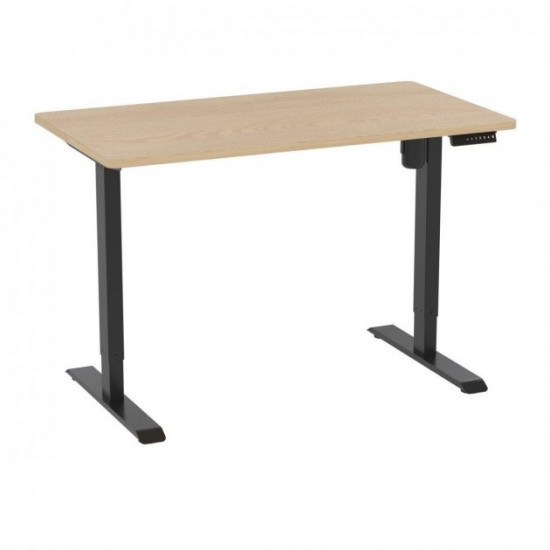 Monotable Single electric table for standing work (tabletop color “light oak”, base black) Monotable Single electric table for standing work (tabletop color “light oak”, base black)
