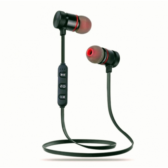 Wireless vacuum bluetooth headphones with microphone with magnetic fixation XT-6 Black Wireless vacuum bluetooth headphones with microphone with magnetic fixation XT-6 Black