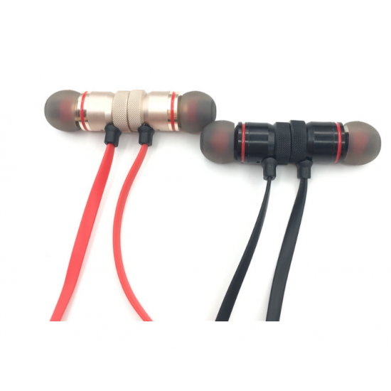 Wireless vacuum bluetooth headphones with microphone with magnetic fixation XT-6 Black Wireless vacuum bluetooth headphones with microphone with magnetic fixation XT-6 Black