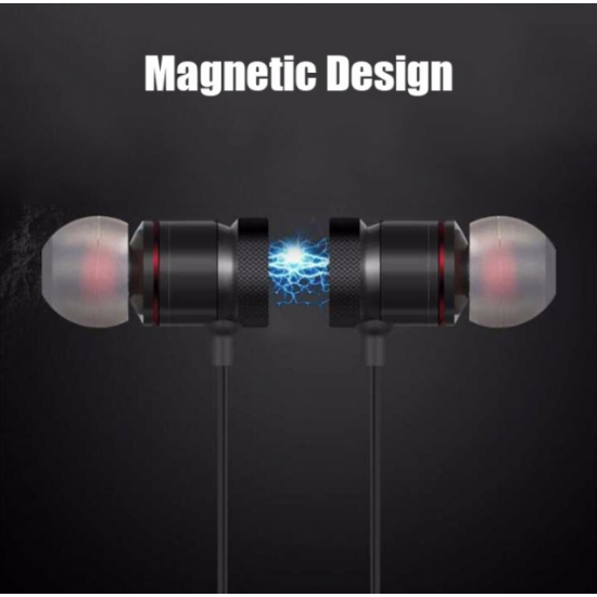Wireless vacuum bluetooth headphones with microphone with magnetic fixation XT-6 Black Wireless vacuum bluetooth headphones with microphone with magnetic fixation XT-6 Black