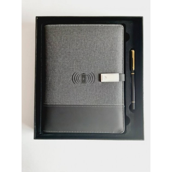 Gift notebook, business diary with 16 GB flash drive and wireless charging Powerbank with pen Gift notebook, business diary with 16 GB flash drive and wireless charging Powerbank with pen