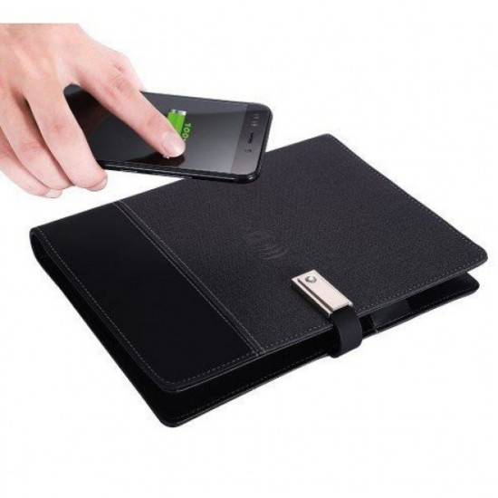 Gift notebook, business diary with 16 GB flash drive and wireless charging Powerbank with pen Gift notebook, business diary with 16 GB flash drive and wireless charging Powerbank with pen