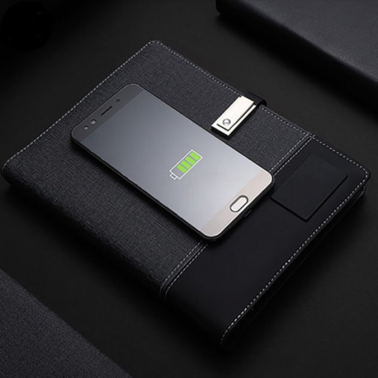 Gift notebook, business diary with 16 GB flash drive and wireless charging Powerbank with pen Gift notebook, business diary with 16 GB flash drive and wireless charging Powerbank with pen